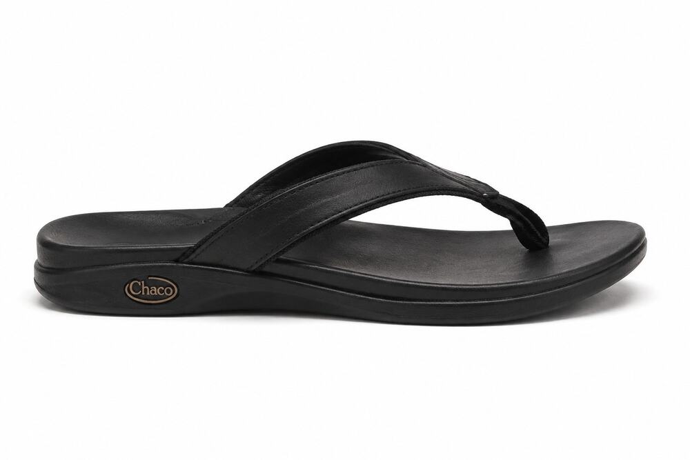 Chaco Black Flip Flop Unisex Sandals Leather Thong Women’s 9 / Men’s 7.5 Beachy